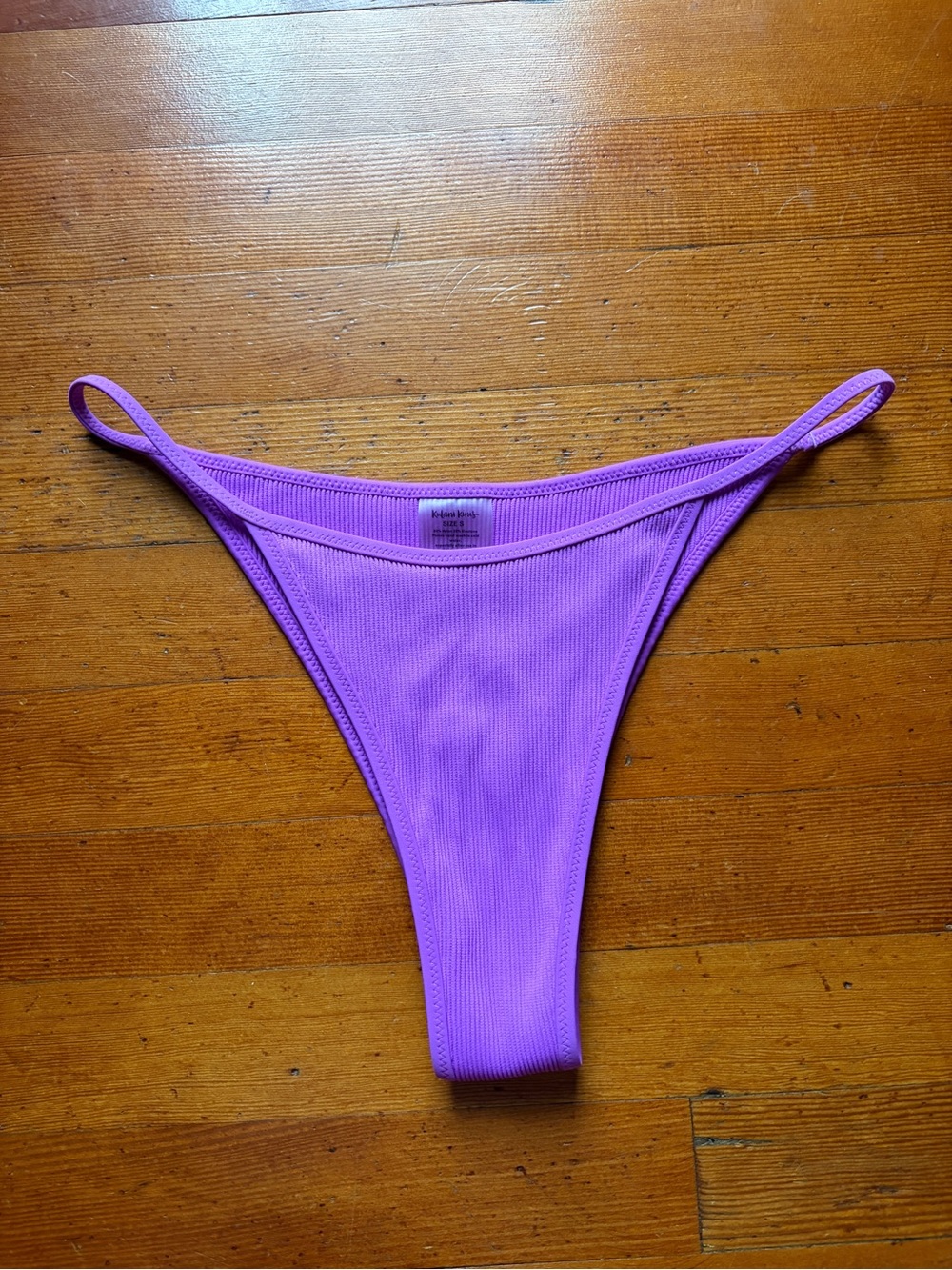 Kulani Kinis Lilac Ribbed Triangle Bikini Set - Picture 3 of 4